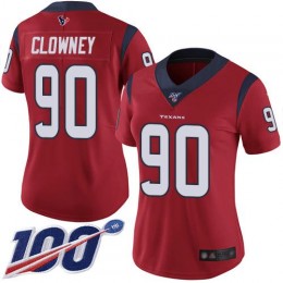 Houston Texans #90 Jadeveon Clowney Red Alternate Women's Stitched NFL 100th Season Vapor Limited Jersey
