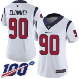 Houston Texans #90 Jadeveon Clowney White Women's Stitched NFL 100th Season Vapor Limited Jersey