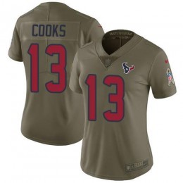 Texans #13 Brandin Cooks Olive Women's Stitched NFL Limited 2017 Salute To Service Jersey