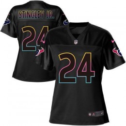 Texans #24 Derek Stingley Jr. Black Women's NFL Fashion Game Jersey