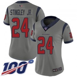 Texans #24 Derek Stingley Jr. Gray Women's Stitched NFL Limited Inverted Legend 100th Season Jersey