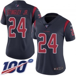 Texans #24 Derek Stingley Jr. Navy Blue Women's Stitched NFL Limited Rush 100th Season Jersey