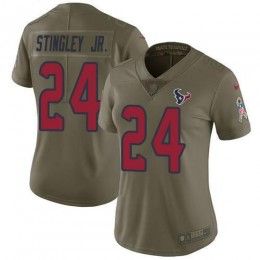 Texans #24 Derek Stingley Jr. Olive Women's Stitched NFL Limited 2017 Salute To Service Jersey