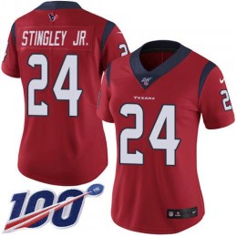Texans #24 Derek Stingley Jr. Red Alternate Women's Stitched NFL 100th Season Vapor Untouchable Limited Jersey