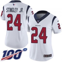 Texans #24 Derek Stingley Jr. White Women's Stitched NFL 100th Season Vapor Untouchable Limited Jersey