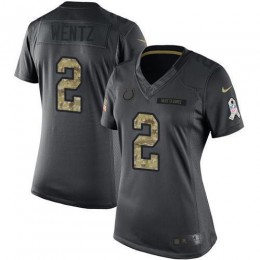 Indianapolis Indianapolis Colts #2 Carson Wentz Black Women's Stitched NFL Limited 2016 Salute to Service Jersey