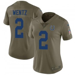 Indianapolis Indianapolis Colts #2 Carson Wentz Olive Women's Stitched NFL Limited 2017 Salute To Service Jersey
