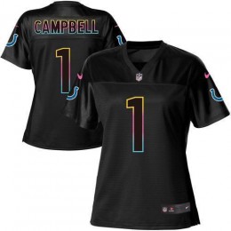 Colts #1 Parris Campbell Black Women's NFL Fashion Game Jersey