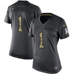 Colts #1 Parris Campbell Black Women's Stitched NFL Limited 2016 Salute To Service Jersey
