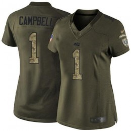 Colts #1 Parris Campbell Green Women's Stitched NFL Limited 2015 Salute To Service Jersey