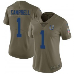 Colts #1 Parris Campbell Olive Women's Stitched NFL Limited 2017 Salute To Service Jersey