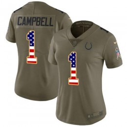 Colts #1 Parris Campbell Olive/USA Flag Women's Stitched NFL Limited 2017 Salute To Service Jersey