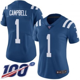Colts #1 Parris Campbell Royal Blue Team Color Women's Stitched NFL 100th Season Vapor Limited Jersey