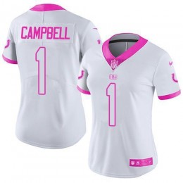 Colts #1 Parris Campbell White/Pink Women's Stitched NFL Limited Rush Fashion Jersey