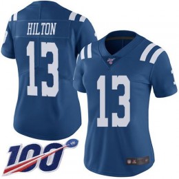 Colts #13 T.Y. Hilton Royal Blue Women's Stitched NFL Limited Rush 100th Season Jersey