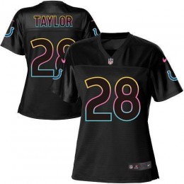 Colts #28 Jonathan Taylor Black Women's NFL Fashion Game Jersey