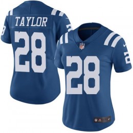 Colts #28 Jonathan Taylor Royal Blue Women's Stitched NFL Limited Rush Jersey
