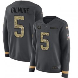 Colts #5 Stephon Gilmore Anthracite Salute To Service Women's Stitched NFL Limited Therma Long Sleeve Jersey