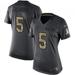 Colts #5 Stephon Gilmore Black Women's Stitched NFL Limited 2016 Salute To Service Jersey