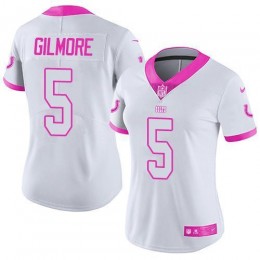 Colts #5 Stephon Gilmore White/Pink Women's Stitched NFL Limited Rush Fashion Jersey