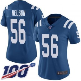 Colts #56 Quenton Nelson Royal Blue Team Color Women's Stitched NFL 100th Season Vapor Limited Jersey