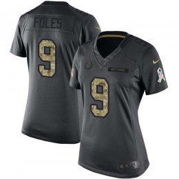 Colts #9 Nick Foles Black Women's Stitched NFL Limited 2016 Salute To Service Jersey