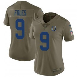 Colts #9 Nick Foles Olive Women's Stitched NFL Limited 2017 Salute To Service Jersey