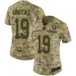 Indianapolis Colts #19 Johnny Unitas Camo Women's Stitched NFL Limited 2018 Salute to Service Jersey