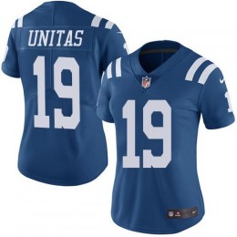Indianapolis Colts #19 Johnny Unitas Royal Blue Women's Stitched NFL Limited Rush Jersey