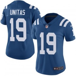 Indianapolis Colts #19 Johnny Unitas Royal Blue Team Color Women's Stitched NFL Vapor Untouchable Limited Jersey