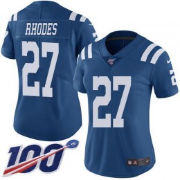 Indianapolis Colts #27 Xavier Rhodes Royal Blue Women's Stitched NFL Limited Rush 100th Season Jersey