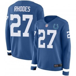 Indianapolis Colts #27 Xavier Rhodes Royal Blue Team Color Women's Stitched NFL Limited Therma Long Sleeve Jersey