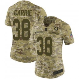 Indianapolis Colts #38 T.J. Carrie Camo Women's Stitched NFL Limited 2018 Salute To Service Jersey