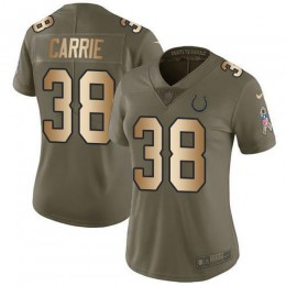 Indianapolis Colts #38 T.J. Carrie Olive/Gold Women's Stitched NFL Limited 2017 Salute To Service Jersey