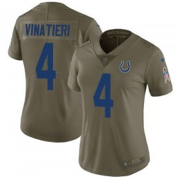 Indianapolis Colts #4 Adam Vinatieri Olive Women's Stitched NFL Limited 2017 Salute to Service Jersey