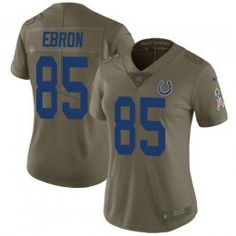 Indianapolis Colts #85 Eric Ebron Olive Women's Stitched NFL Limited 2017 Salute to Service Jersey