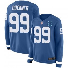 Indianapolis Colts #99 DeForest Buckner Royal Blue Team Color Women's Stitched NFL Limited Therma Long Sleeve Jersey
