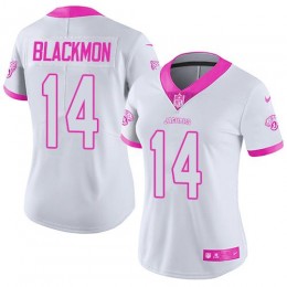 Jacksonville Jaguars #14 Justin Blackmon White/Pink Women's Stitched NFL Limited Rush Fashion Jersey