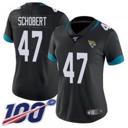 Jacksonville Jaguars #47 Joe Schobert Black Team Color Women's Stitched NFL 100th Season Vapor Untouchable Limited Jersey