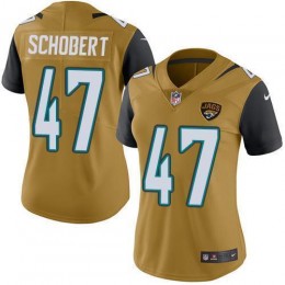 Jacksonville Jaguars #47 Joe Schobert Gold Women's Stitched NFL Limited Rush Jersey