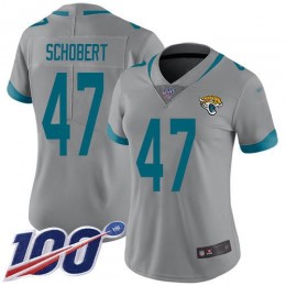 Jacksonville Jaguars #47 Joe Schobert Silver Women's Stitched NFL Limited Inverted Legend 100th Season Jersey