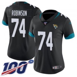 Jacksonville Jaguars #74 Cam Robinson Black Team Color Women's Stitched NFL 100th Season Vapor Untouchable Limited Jersey