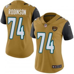 Jacksonville Jaguars #74 Cam Robinson Gold Women's Stitched NFL Limited Rush Jersey