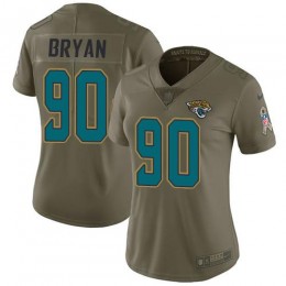 Jacksonville Jaguars #90 Taven Bryan Olive Women's Stitched NFL Limited 2017 Salute to Service Jersey