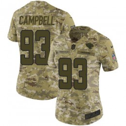 Jacksonville Jaguars #93 Calais Campbell Camo Women's Stitched NFL Limited 2018 Salute to Service Jersey