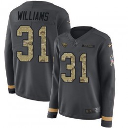 Jaguars #31 Darious Williams Anthracite Salute To Service Women's Stitched NFL Limited Therma Long Sleeve Jersey