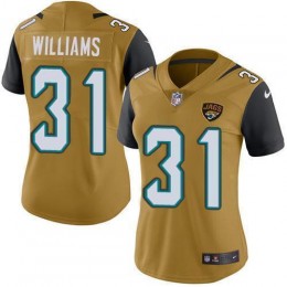Jaguars #31 Darious Williams Gold Women's Stitched NFL Limited Rush Jersey