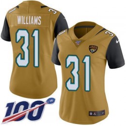 Jaguars #31 Darious Williams Gold Women's Stitched NFL Limited Rush 100th Season Jersey