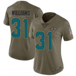 Jaguars #31 Darious Williams Olive Women's Stitched NFL Limited 2017 Salute To Service Jersey