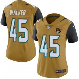 Jaguars #44 Travon Walker Gold Women's Stitched NFL Limited Rush Jersey